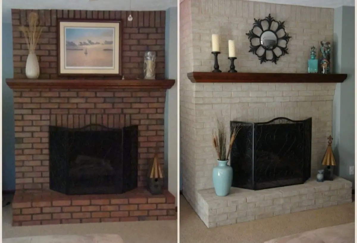 Modern painted brick fireplace