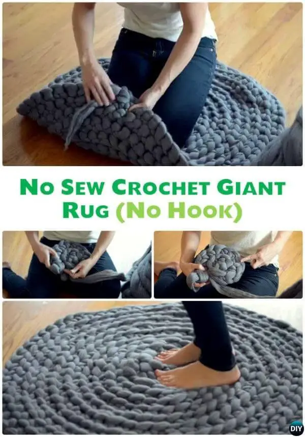 DIY Hand Crochet Giant Rug-No Sew