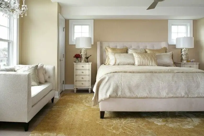 Different shade of gold and white bedroom