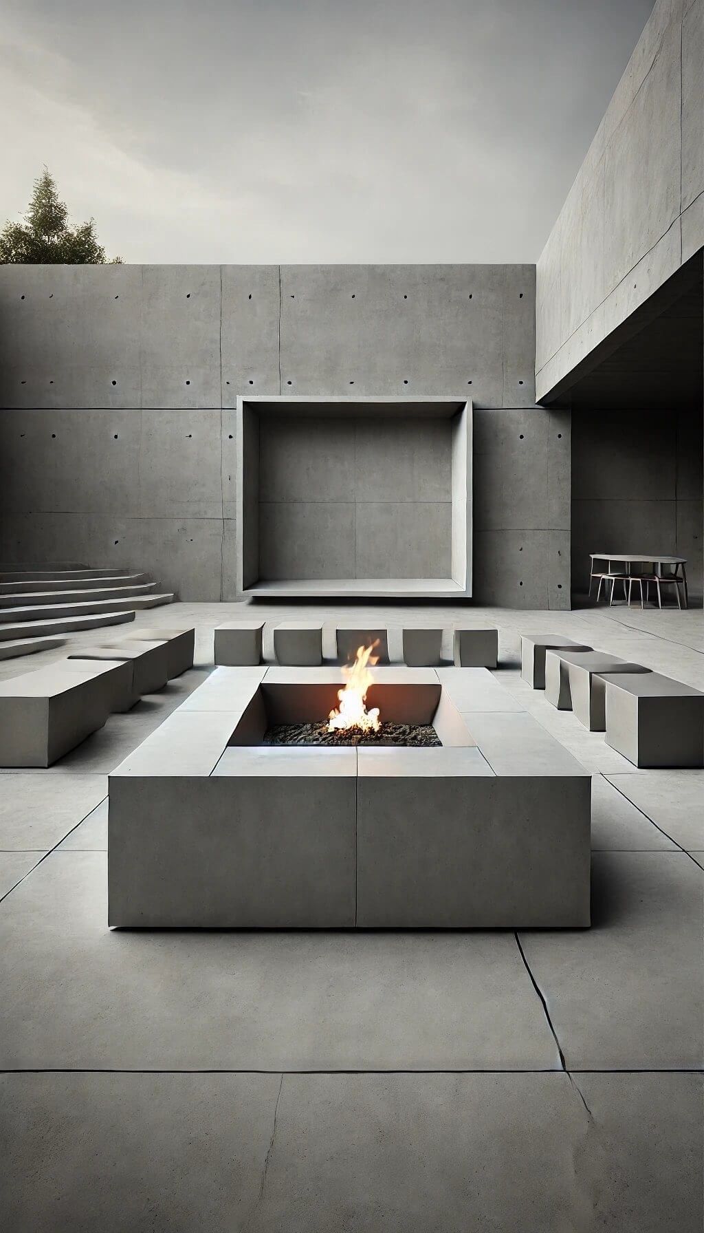 Square Modern Concrete Fire Pit