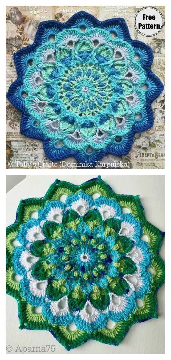 Crochet Peacock Feather Mandala