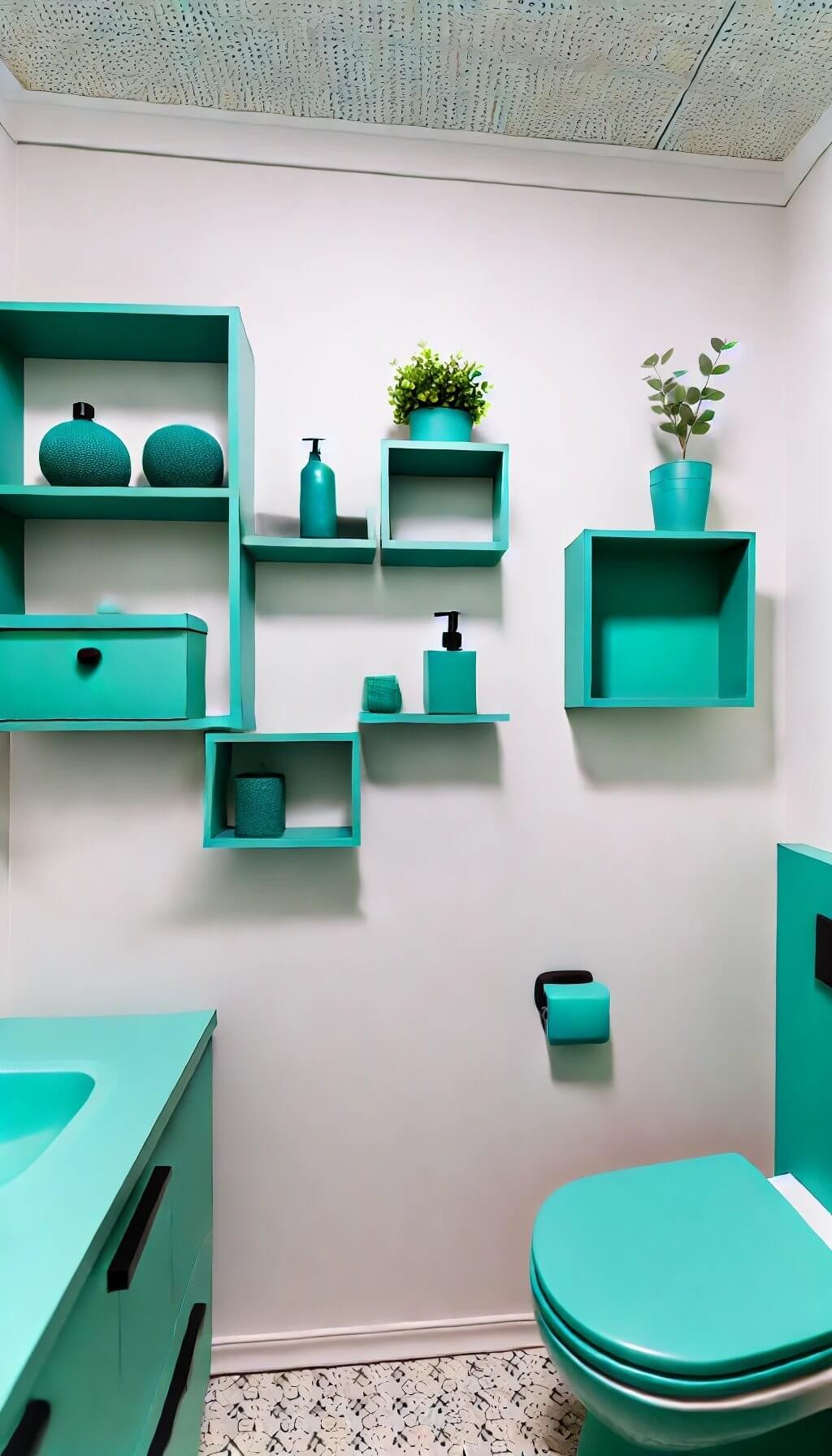 Teal Shelving and Storage