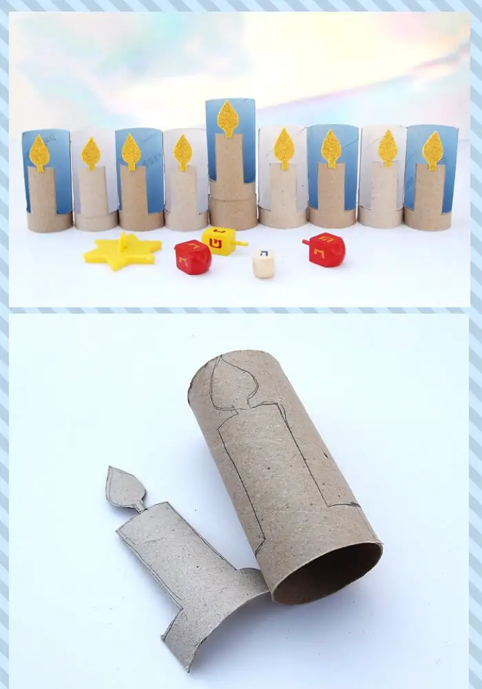 #2. Hanukah Menorah From Recycled Cardboard Tubes