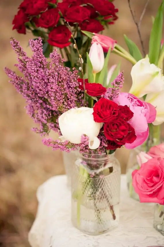 Mason Jar Flowers Arrangement