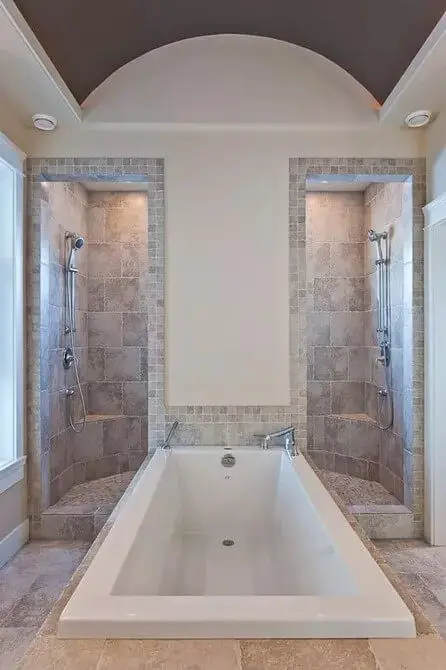 Vault style basement tub and shower