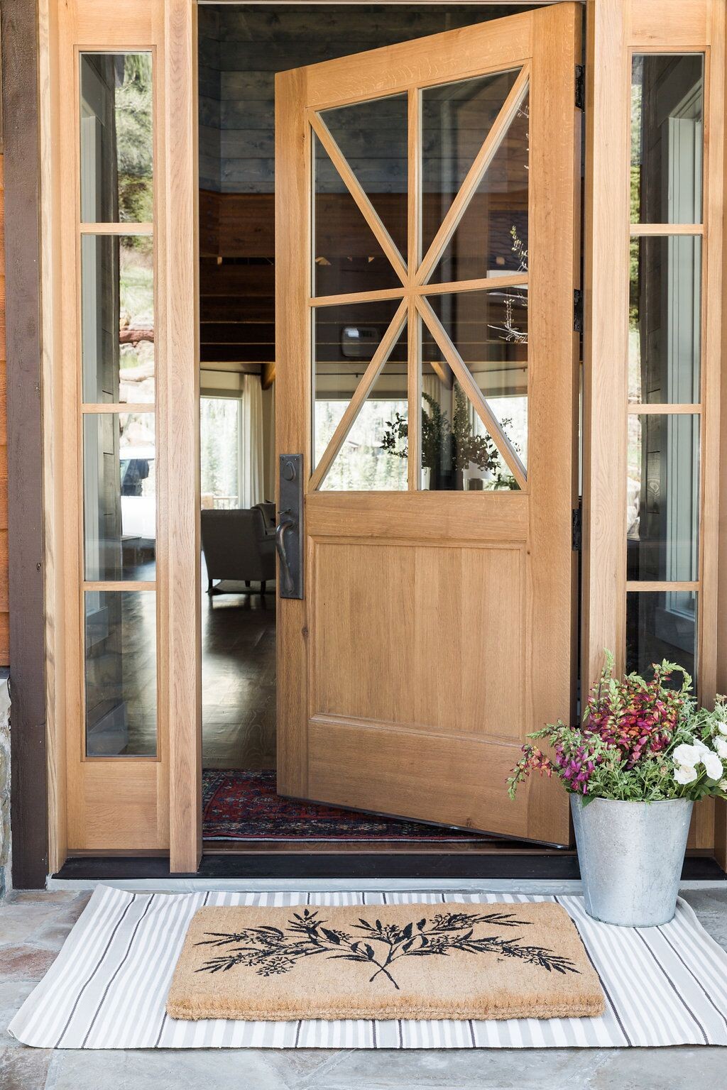 Thin wood panel and glass door