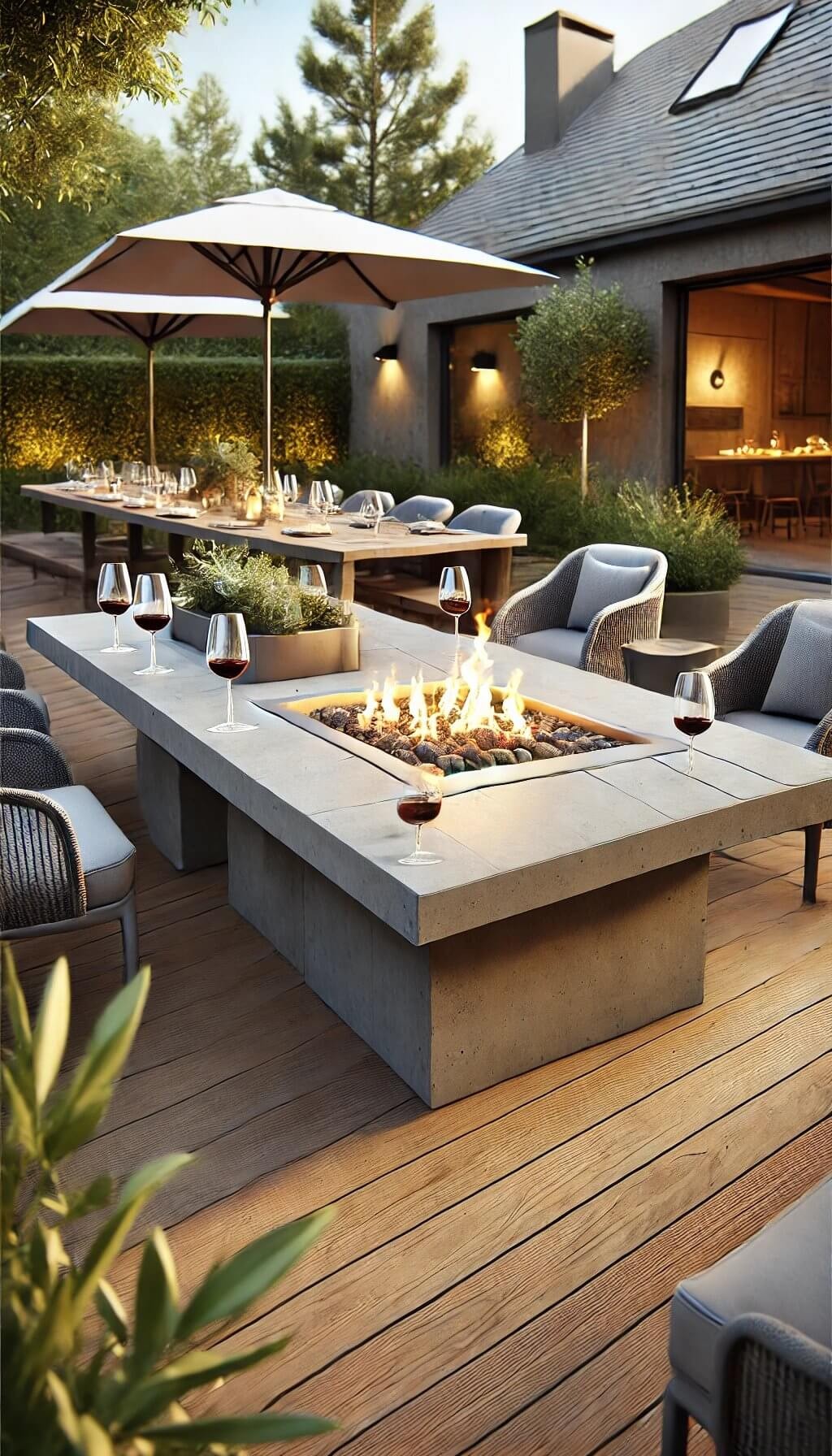 Rectangular Concrete Fire Pit Table