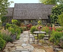 Cottage gardens and rough stone pavers