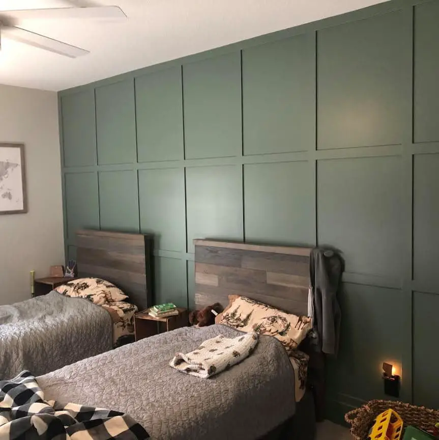 Board and batten wall ideas in bedroom.