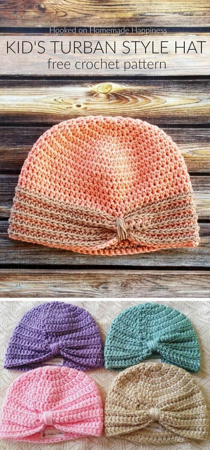 Crochet Turban Kids Hat pattern