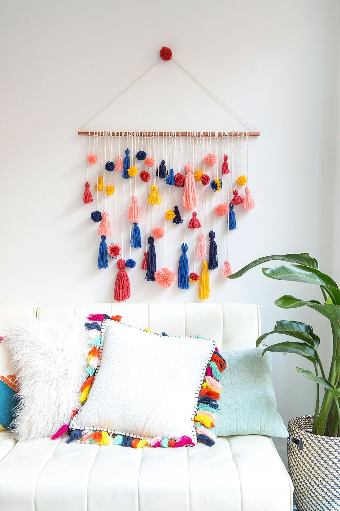 #19. Pom-Pom Tassel Wall Hanging