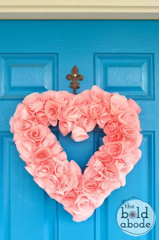 #1. Coffee Filter Heart Wreath