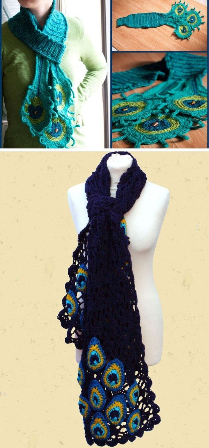 Peacock Crochet Scarf