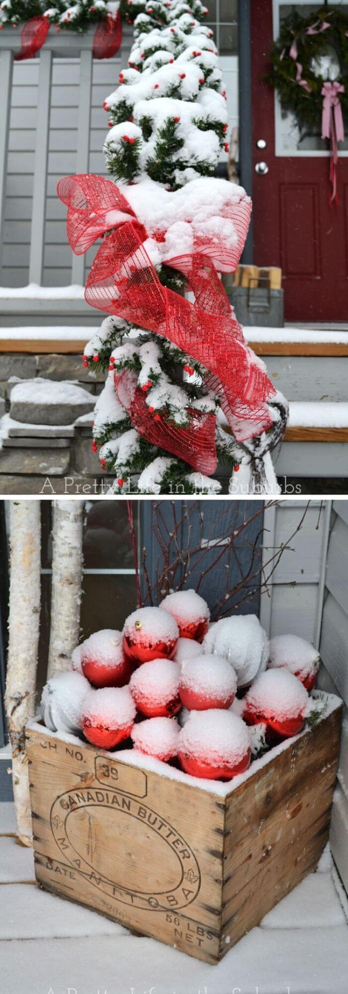 Red and silver front porch