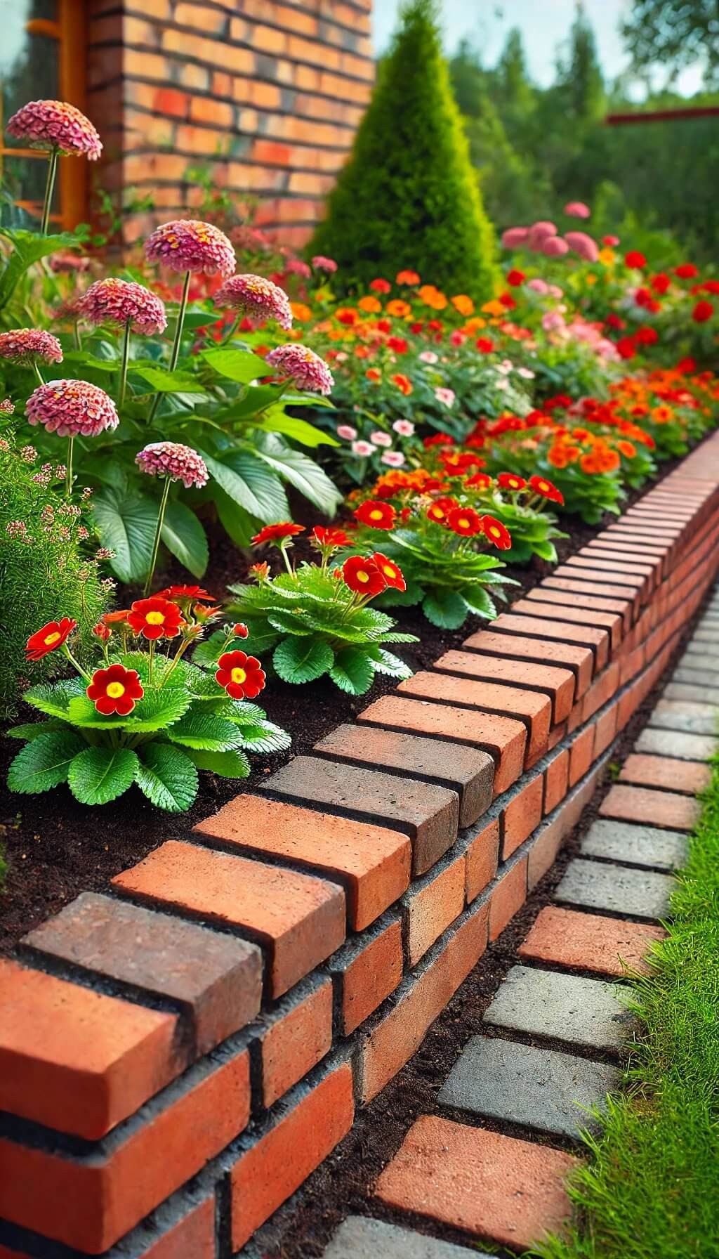 Brick Edging with Flower Inserts