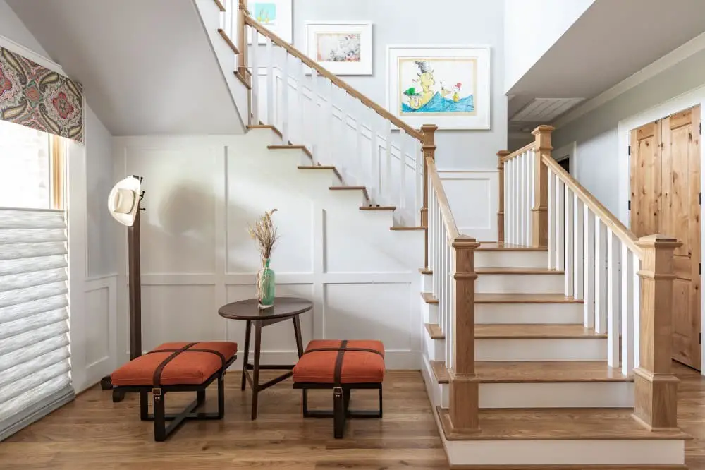 Staircase board and batten wall ideas.