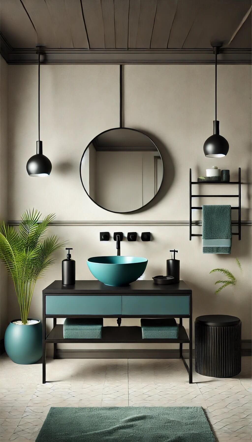 Teal Sink and Fixtures