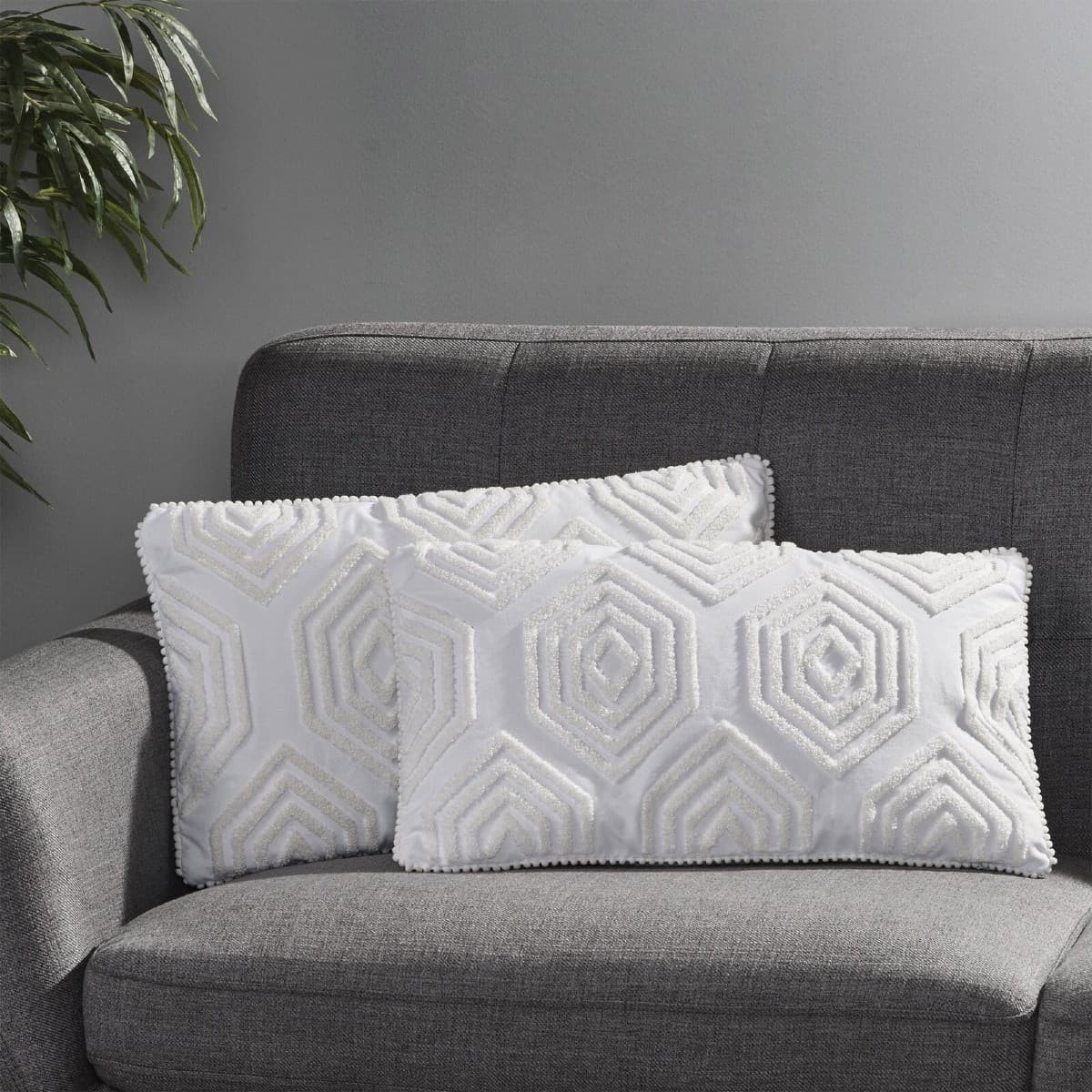 White Patterned Throw Pillow