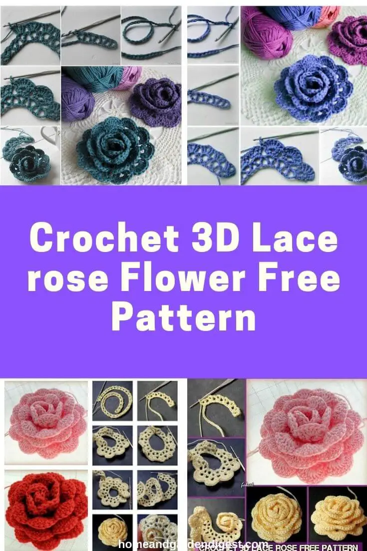 20 Creative Crochet 3D Rose Flowers Free Patterns (With Instructions)