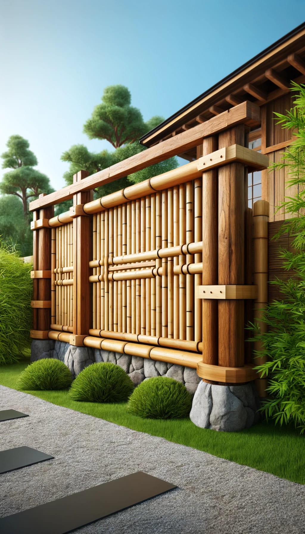 Bamboo and Wood Combination Fence