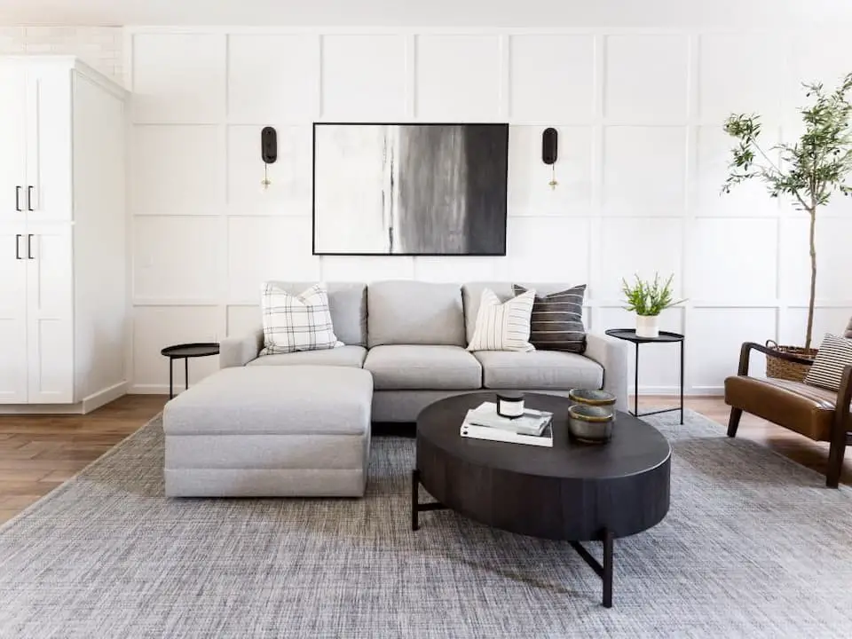 Rustic gray couch living room