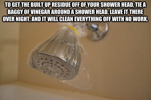 How to get off built-up residue off your shower head