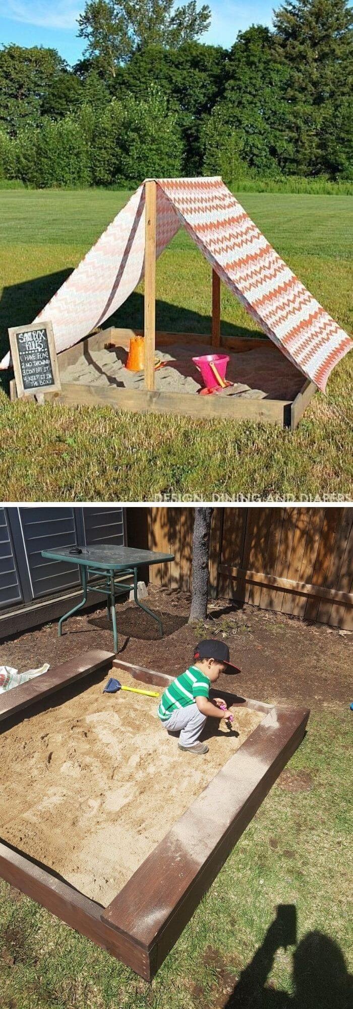 A Backyard with a Kids SandBox