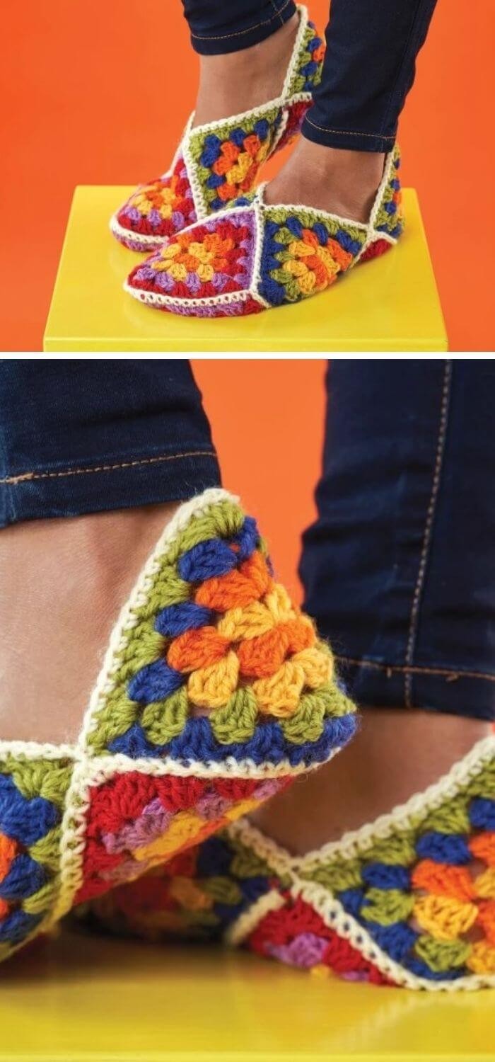 Granny square slippers