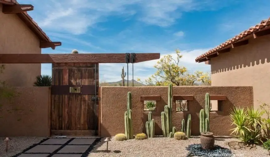 Desert fence landscaping