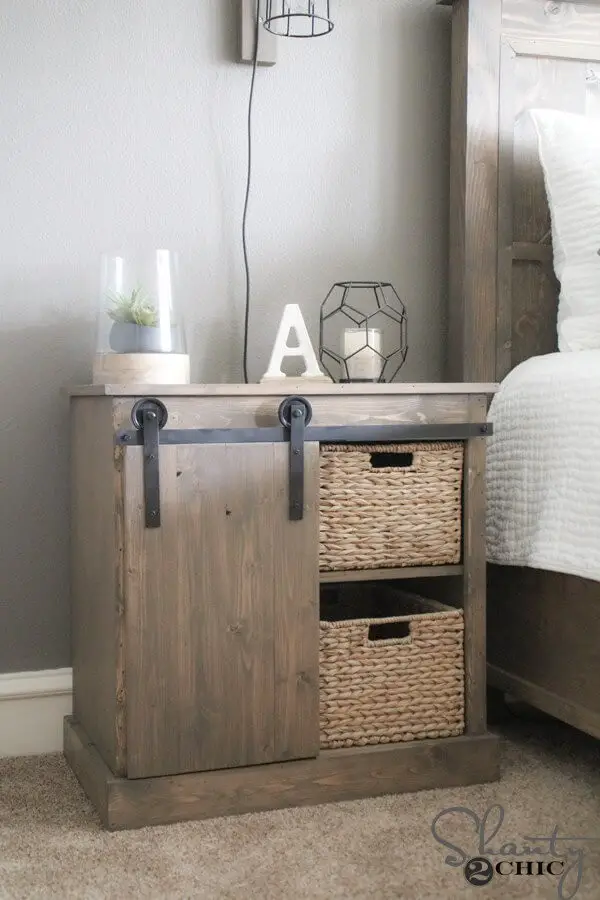 DIY sliding barn door nightstand