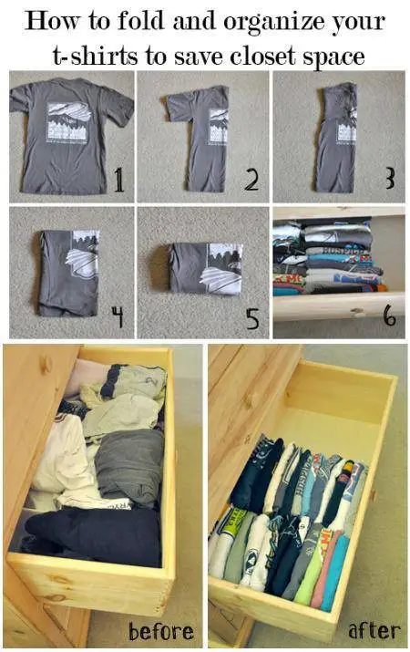 How to fold T-shirt to save closet space