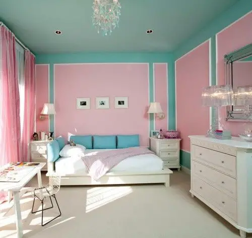 Teal and Pink bedroom