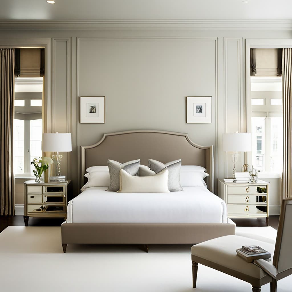 Add Symmetry To Your Beige Bedroom.