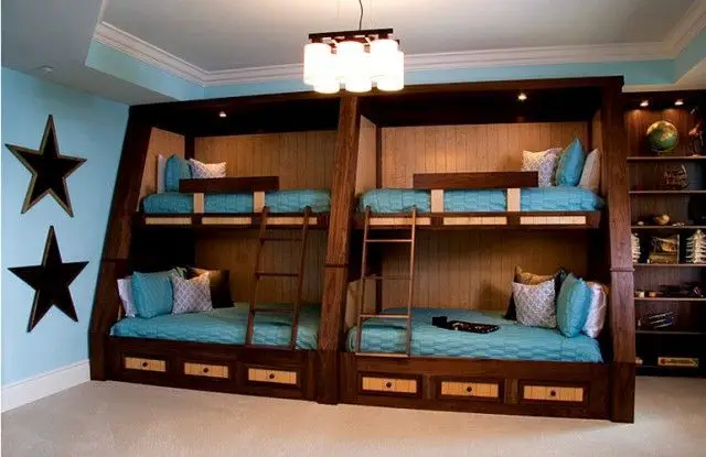 4 beds in a room