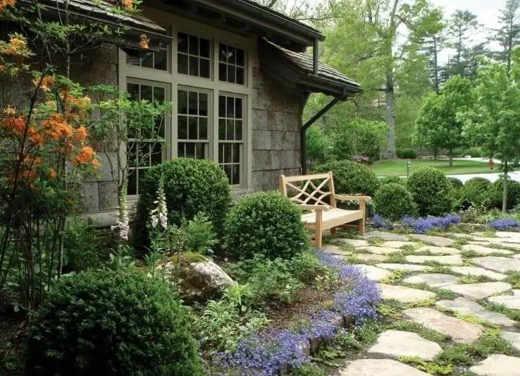 Cottage gardens and rough stone pavers