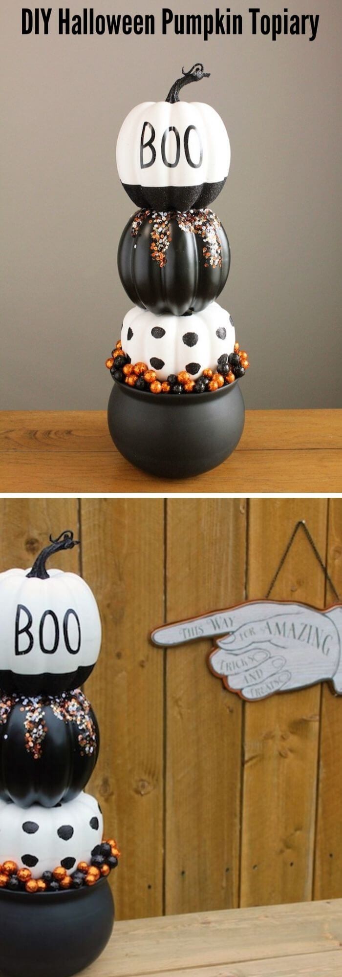 #7. DIY Halloween Pumpkin Topiary