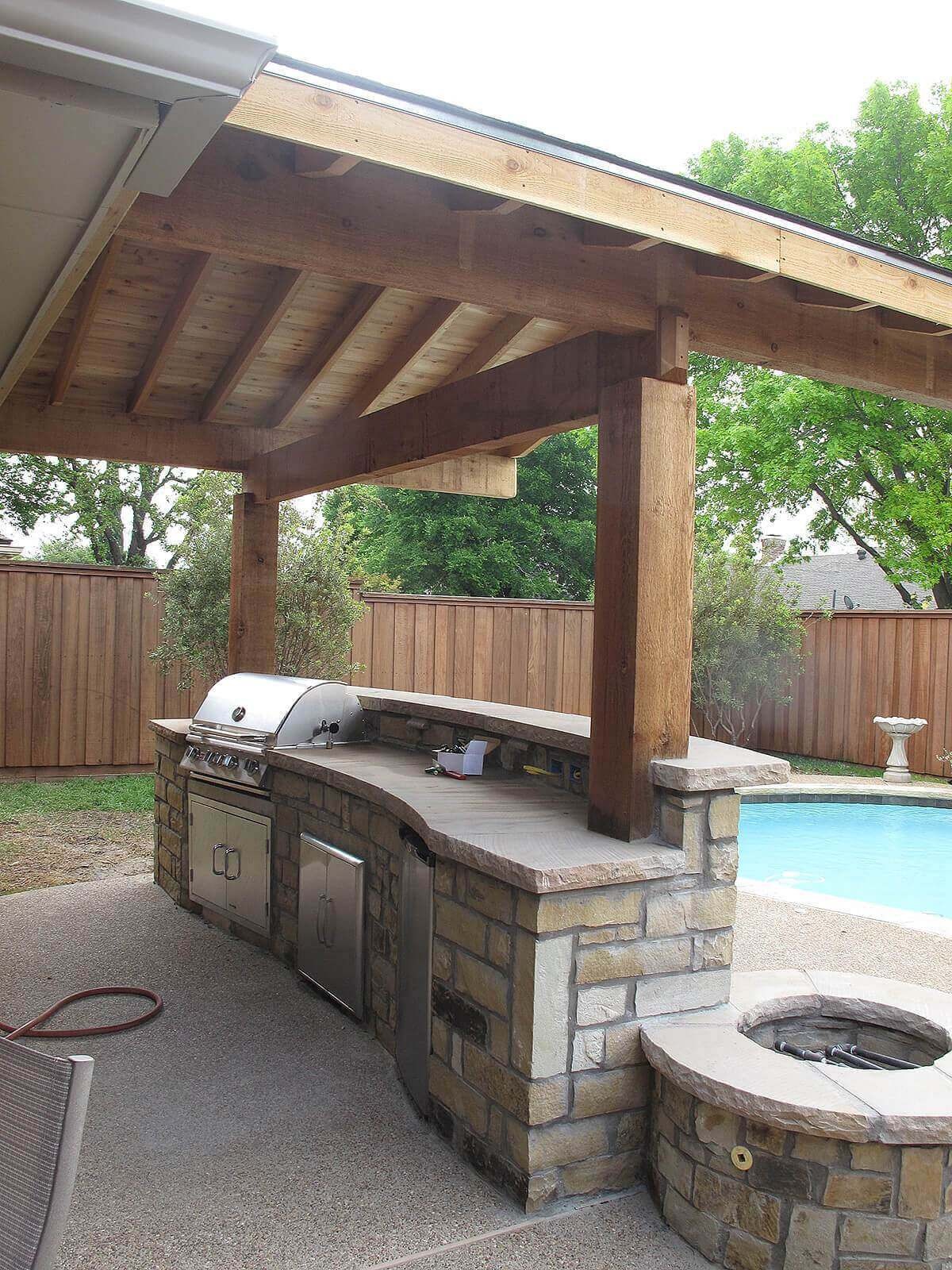 Stone bar with fire pit