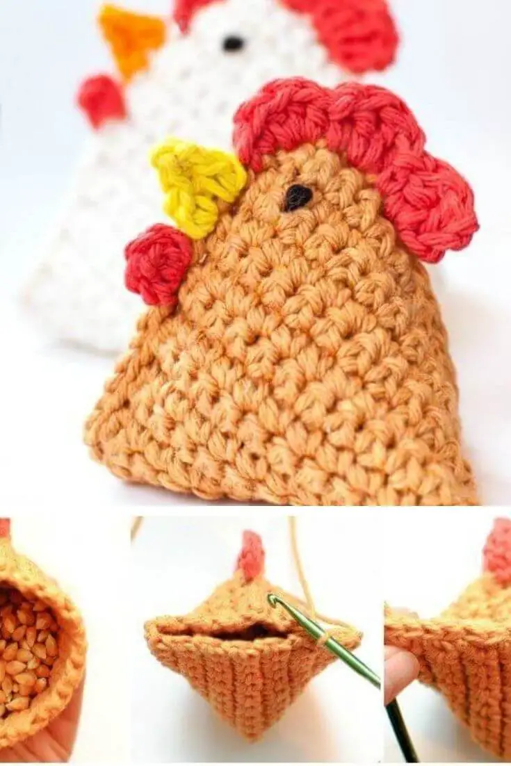 The crochet chicken bean bag