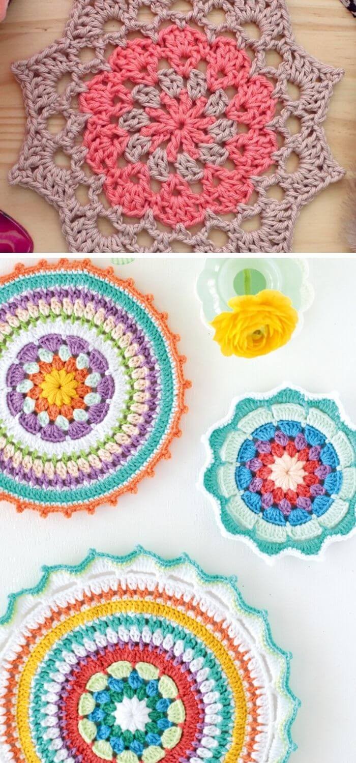 Mandala Pattern Crochet Coaster