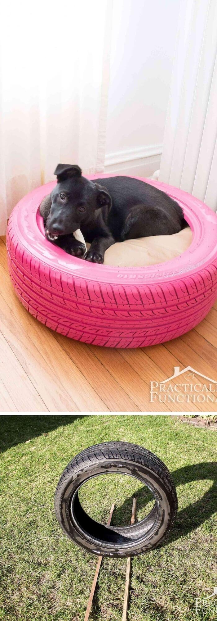 DIY Dog Bed from Recycled Tire