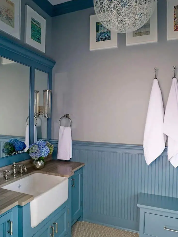 Grey and Blue Bathroom