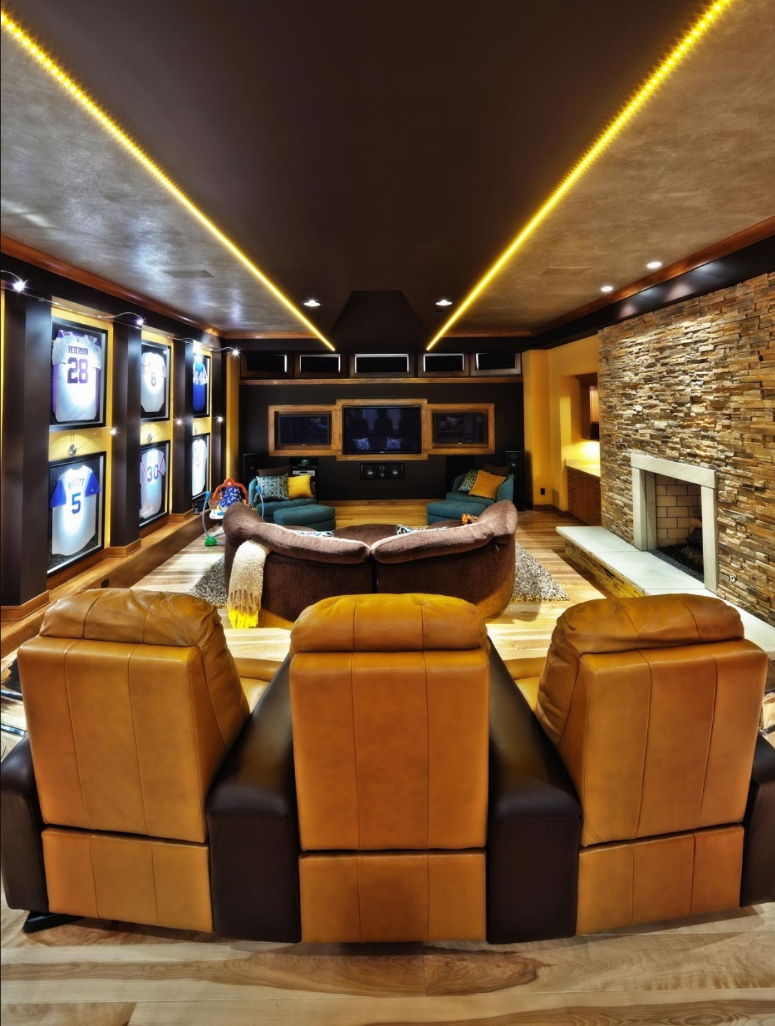 Modern brown man cave