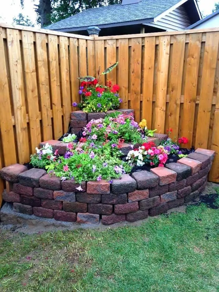 Brick Cornered Flower Bed