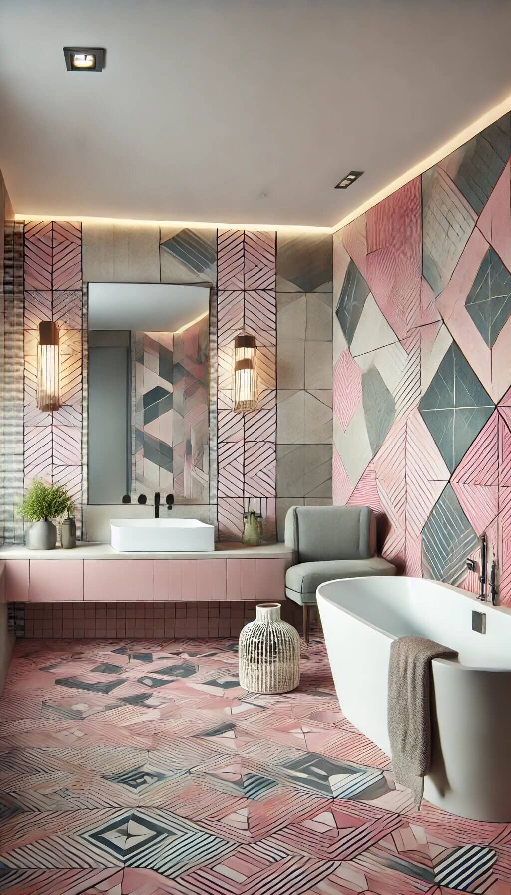 Pink and Grey Geometric Patterns