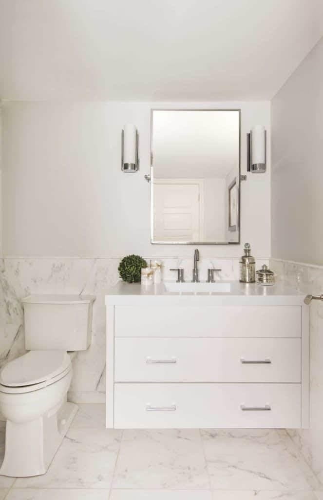 White marble wainscoting