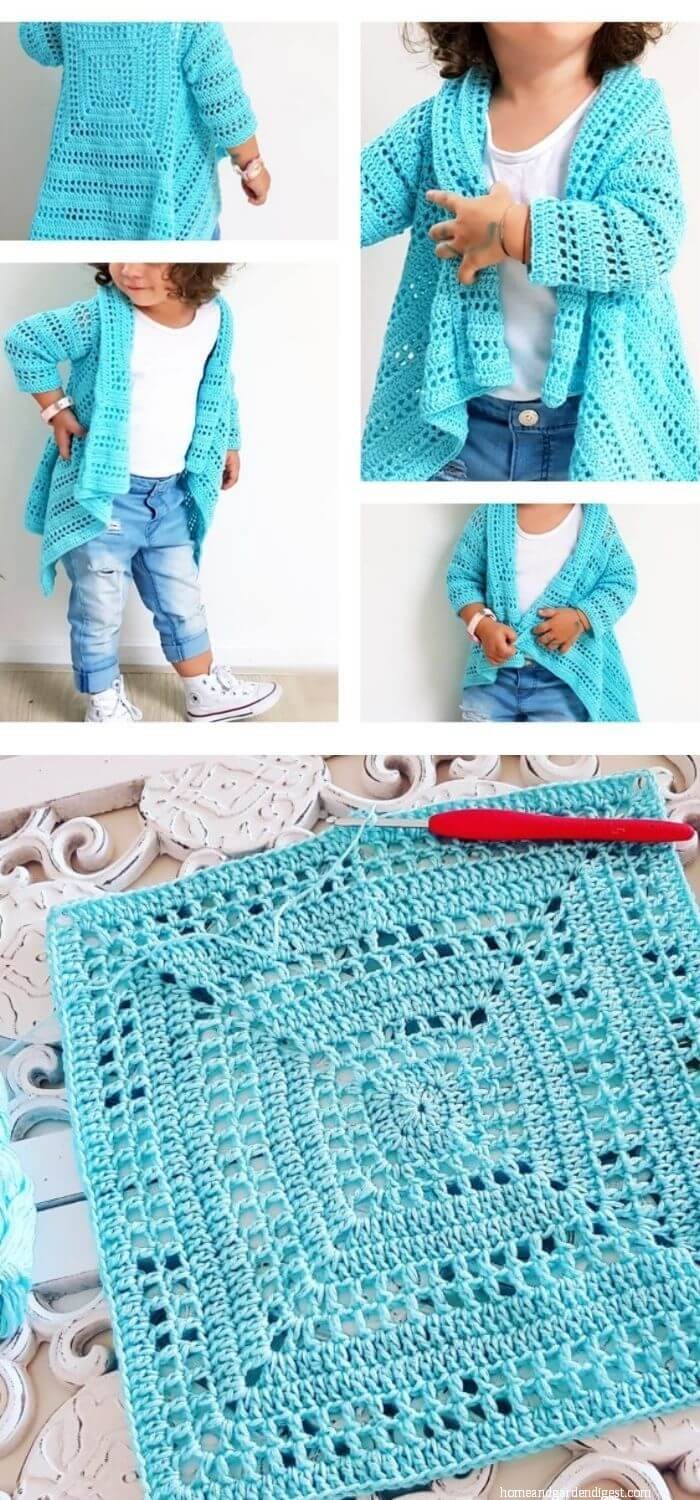 15 Crochet Little Girl Circle Vest Sweater Coat Free Patterns