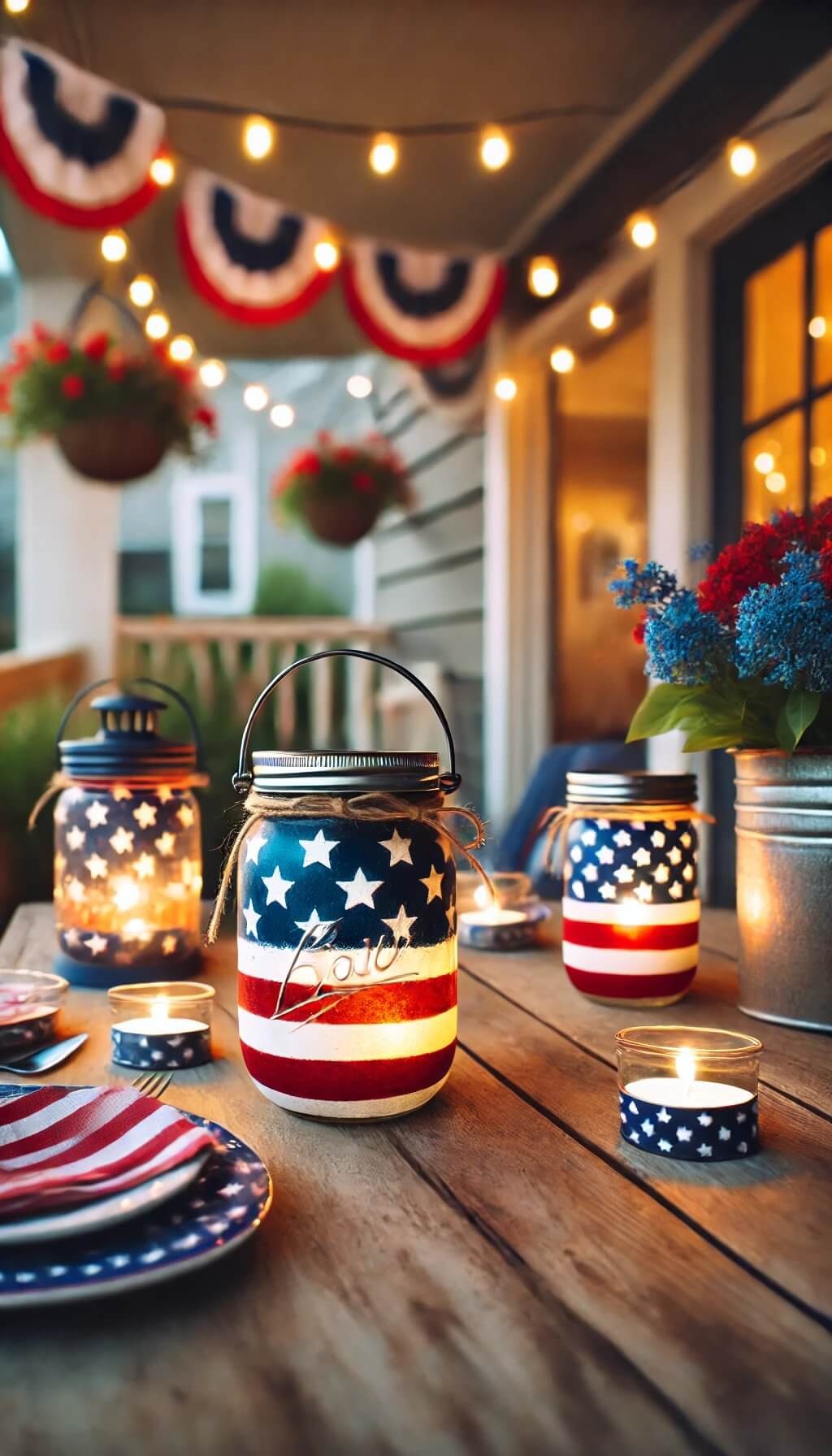 4th of July Mason Jar Lanterns