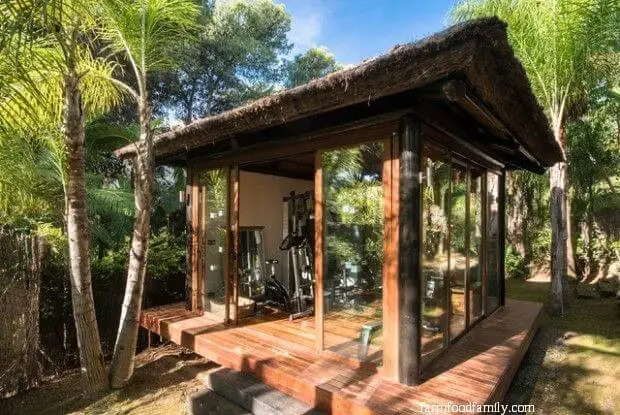 Tropical style backyard gym