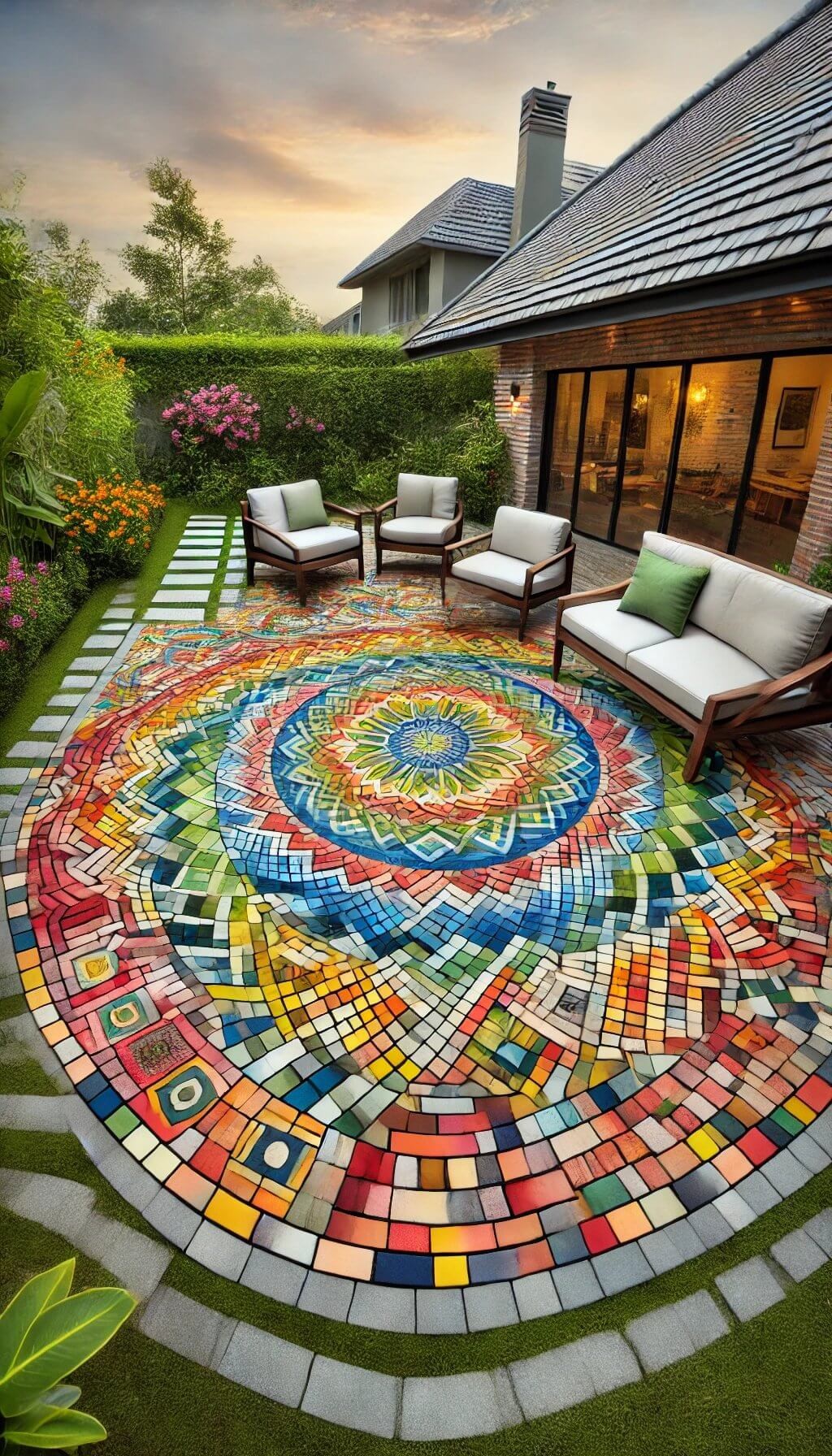 Mosaic Brick Patio