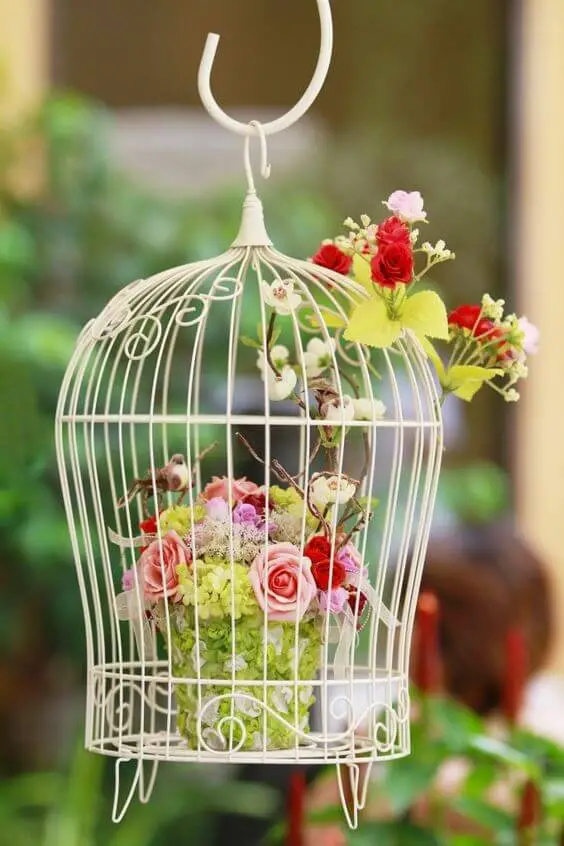 Shabby Chic Bird Cage Planter